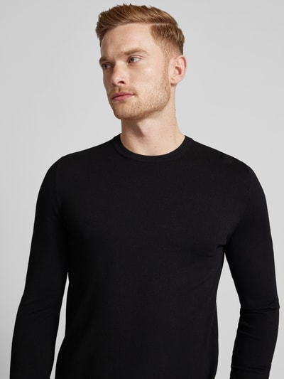 HUGO Strickpullover mit Rundhalsausschnitt Modell 'San Cody' Black 3