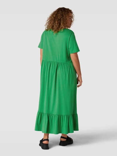ONLY CARMAKOMA PLUS SIZE midi-jurk met ronde hals, model 'CARMAY' Groen - 5