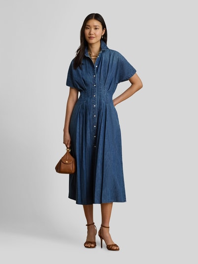 Lauren Ralph Lauren Dopasowana sukienka casualowa z czystej bawełny Niebieski 1