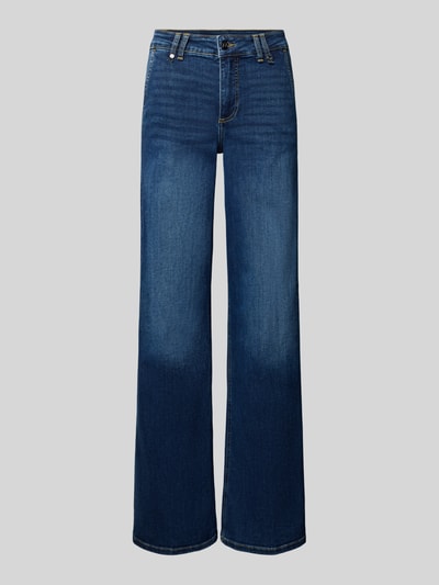 Produktfoto, Flared Jeans im Used-Look mit Eingrifftaschen von Liu Jo White, blauer Baumwoll-Elasthan-Mix, Flared Cut, Used-Effekt