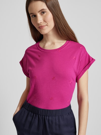 Jake*s Casual T-shirt met ronde hals Fuchsia gemêleerd - 3