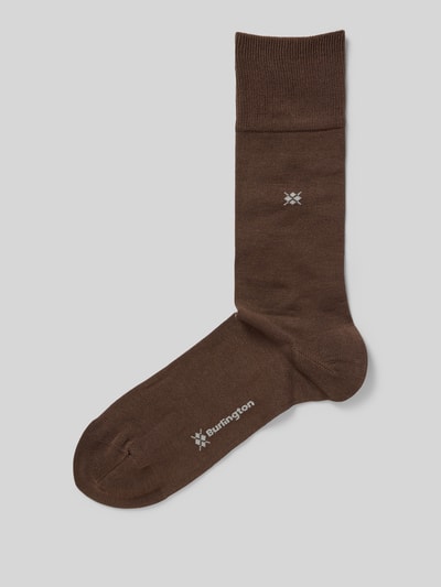 Burlington Socken mit Label-Print Modell 'Dublin' Dunkelbraun 1