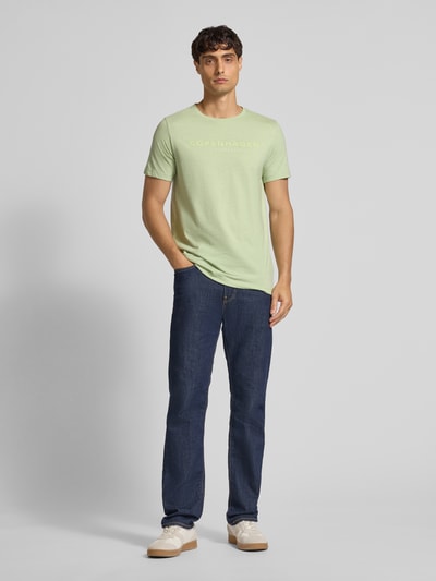 Lindbergh T-shirt met labelprint Lindegroen - 1