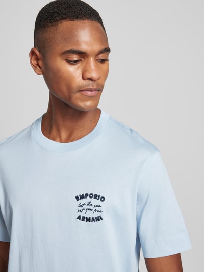 Emporio Armani T-Shirt mit Label-Stitching Hellblau 3