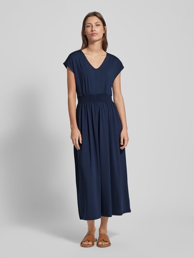 Fransa Midi-jurk met V-hals, model 'Seen' Marineblauw - 4