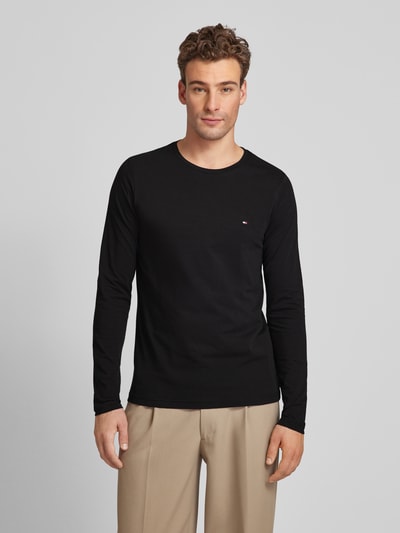 Tommy Hilfiger Regular Fit Longsleeve aus Viskose mit Label-Stitching Black 4