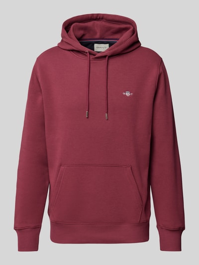 Gant Hoodie met labelstitching, model 'SHIELD' Bordeaux - 2