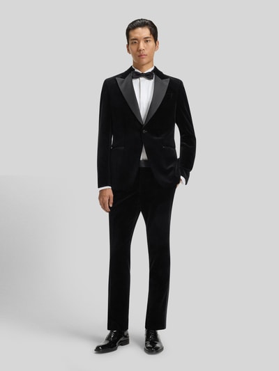 BOSS Smoking o kroju slim fit z czystej bawełny model ‘HUTSON’ Czarny 1