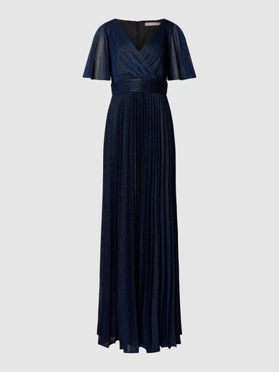 Christian Berg Cocktail Abendkleid mit V-Ausschnitt Metallic Blue 2