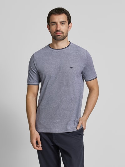 Fynch-Hatton T-shirt met labelstitching Marineblauw - 4