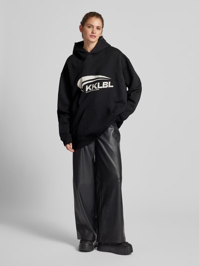 Karo Kauer Oversized Hoodie mit Label-Print Black 1