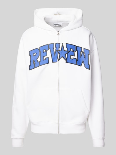 REVIEW Sweatjacke mit Label-Print Weiss 2