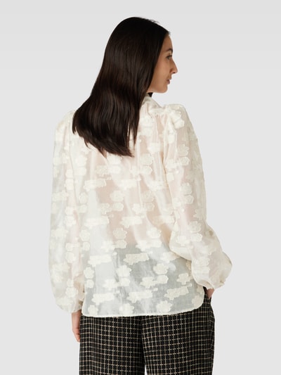 Stella Nova Comfortabele blouse met gebloemd stitchingmotief, model 'Erina' Ecru - 5