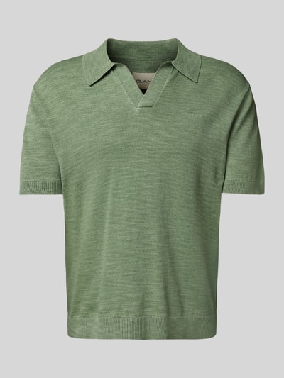 Gant Regular fit poloshirt met labelstitching Rietgroen - 2