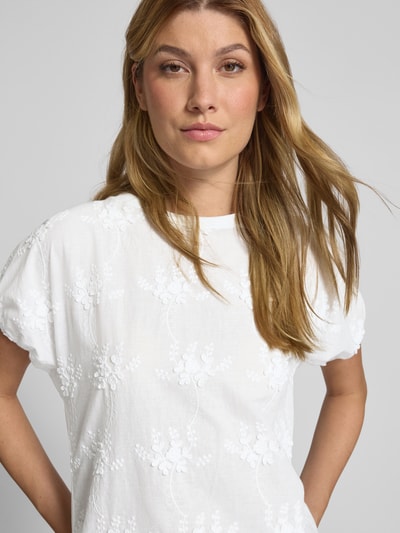 ZABAIONE Blusenshirt mit geripptem Rundhalsausschnitt Offwhite 3
