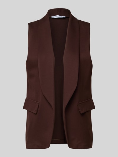 ZABAIONE Gilet van viscosemix met klepzakken, model 'Am44br' Donkerbruin - 2