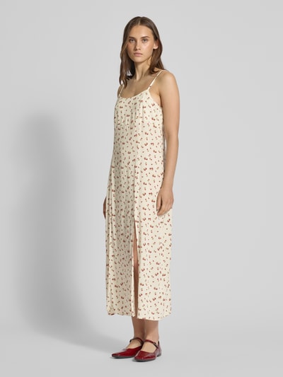 Review Midikleid mit Karree-Ausschnitt Beige 1
