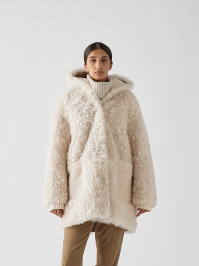 Meteo by Yves Salomon Lederjacke mit Fellbesatz  Offwhite 4