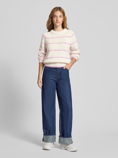 Pieces Regular Fit Strickpullover mit Raglanärmeln Modell 'NELIA' Offwhite 1