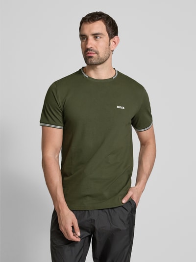 BOSS Green T-Shirt mit Label-Print Modell 'Taul' Dunkelgruen 4