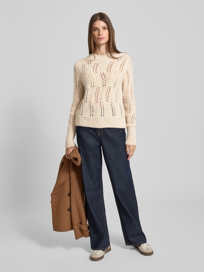 JOOP! Strickpullover mit Lochmuster Modell 'Kalma' Beige 1