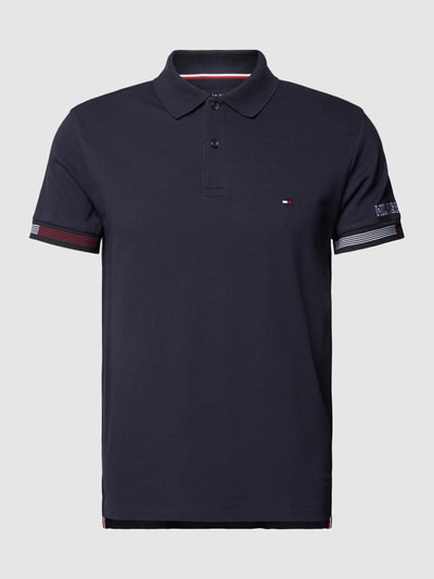 Tommy Hilfiger Koszulka polo o kroju slim fit z wyhaftowanymi logo model ‘FLAG CUFF’ Granatowy 2