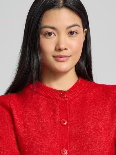 Samsøe Samsøe Kardigan z mieszanki wełny z rękawem o dł. 1/2 model ‘NOURA’ Czerwony 3