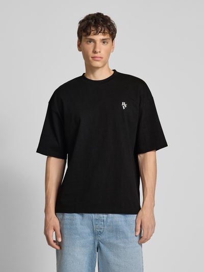 REVIEW T-shirt o kroju relaxed fit z okrągłym dekoltem Czarny 4