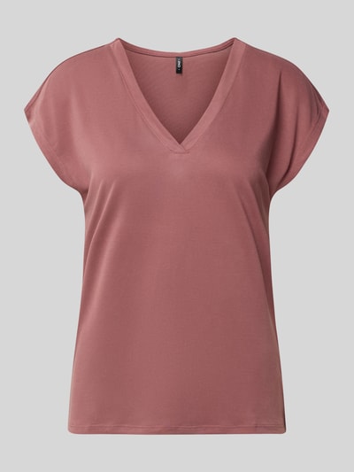 Produktfoto, Loose Fit T-Shirt aus Modal-Mix Modell 'FREE' von Only in Altrosa, unifarben, V-Ausschnitt, kurzarm, glatte Textur