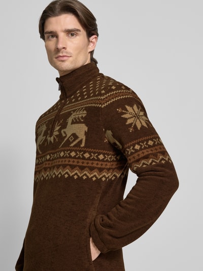 Polo Ralph Lauren Sweatshirt mit Stehkragen Dunkelbraun 3
