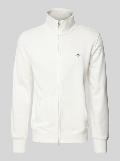 Gant Regular fit sweatjack met labelstitching, model 'SGIELD' Offwhite - 2