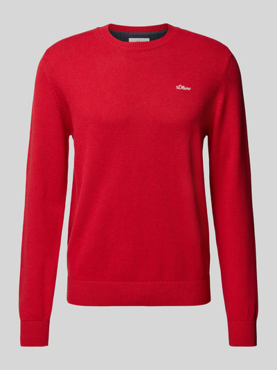 s.Oliver RED LABEL Regular Fit Strickpullover aus reiner Baumwolle mit Label-Stitching Rot 2