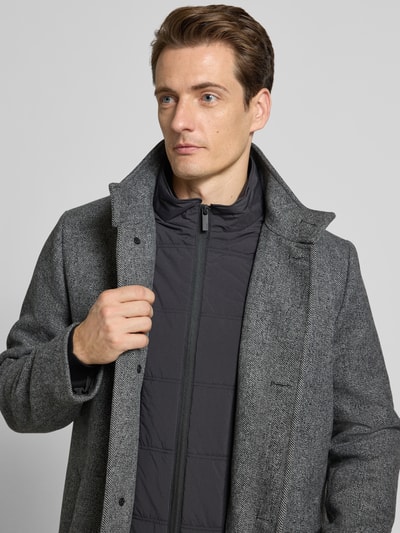 SELECTED HOMME Regular fit lange wollen jas met gewatteerde inzet, model 'RAINAR' Antraciet - 3