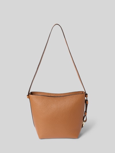 Produktfoto, Handtasche aus Leder mit Innentasche Modell 'COSMO' van Abro, echt leer, hoofdvak met ritssluiting, schouderband, labeldetail, binnenzak, breedte 31 cm, lengte 24 cm, diepte 12 cm, bandlengte 84 cm, bruin met grove leertextuur