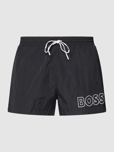 BOSS Zwembroek met labeldetail, model 'Mooneye' Zwart - 2