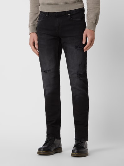 ONLY & SONS Slim Fit Jeans mit Stretch-Anteil Modell 'Loom' Black 4