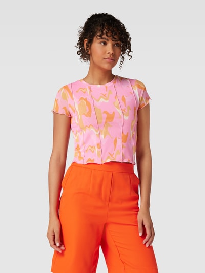 Tom Tailor Denim T-shirt met all-over motief Roze - 4