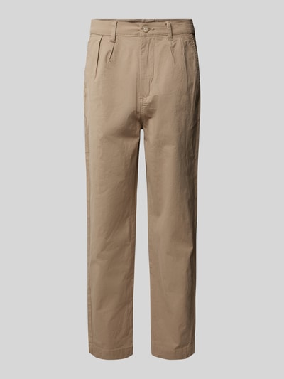 Lindbergh Tapered Fit Bundfaltenhose mit Gürtelschlaufen Beige 1