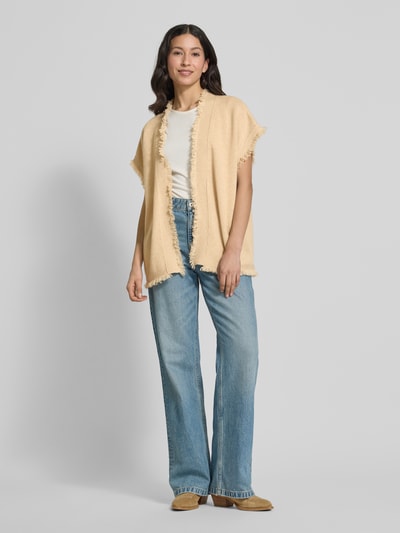 Kujten Cardigan mit Ausfransugen Modell 'NESSA' Beige 1