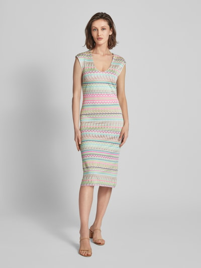 Marc Cain Midi-jurk met all-over motief Neon groen - 4