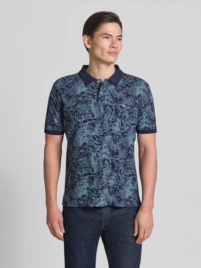 Fynch-Hatton Regular Fit Poloshirt aus Baumwolle im Allover-Look Marine 4