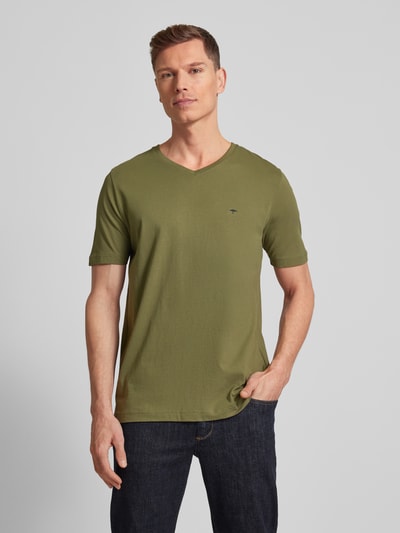 Fynch-Hatton T-Shirt mit V-Ausschnitt Khaki Melange 4