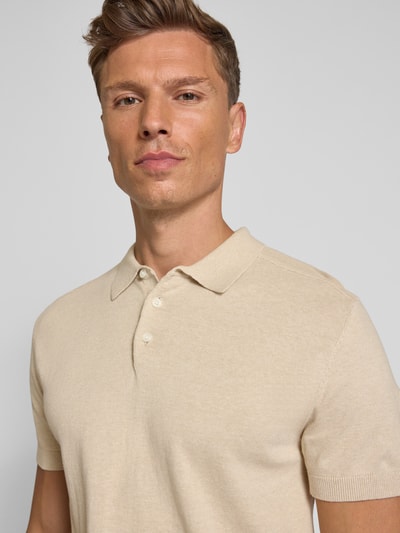 SELECTED HOMME Regular Fit Poloshirt aus reiner Baumwolle Modell 'BERG' Ecru 3