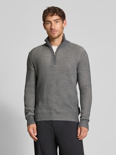 Marc O'Polo Regular fit schipperstrui in ribgebreide structuur Middengrijs - 4