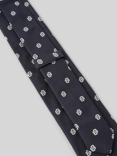 BOSS Zijden stropdas met all-over motief Marineblauw - 3