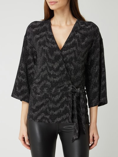 Vila Wikkelblouse met effectgaren, model 'Wipy'  Zwart - 4