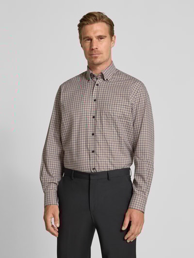 ETERNA Comfort fit zakelijk overhemd met button-downkraag Beige - 4