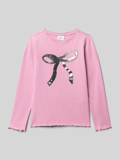 s.Oliver RED LABEL Bluzka z długim rękawem o kroju regular fit z mieszanki bawełny Brudnoróżowy 1