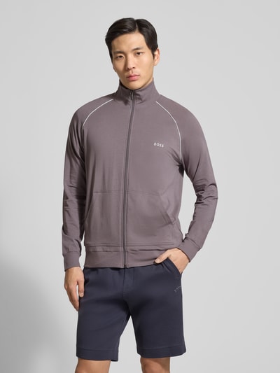 BOSS Regular Fit Sweatjacke aus Baumwoll-Mix Modell 'Mix&Match' Taupe 4