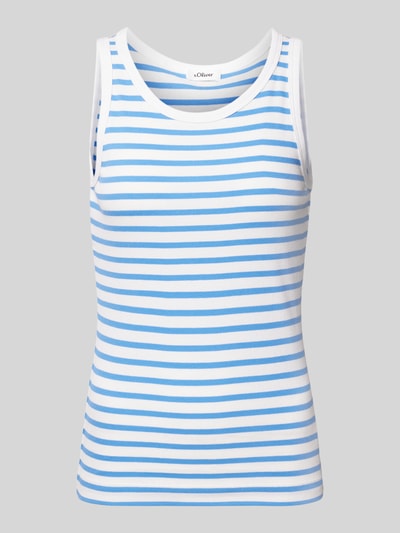 s.Oliver RED LABEL Slim fit tanktop van viscosemix met ribstructuur Blauw - 2